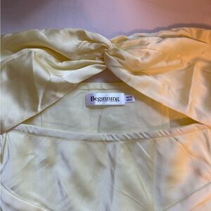 Beginning Boutique Cream Satin Knot Dress